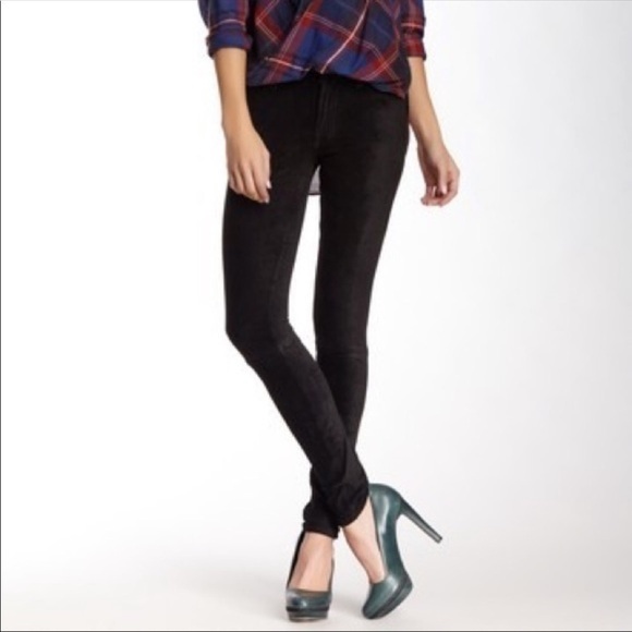 7 For All Mankind Skinny Suede Black Jeans 25 - Picture 1 of 8